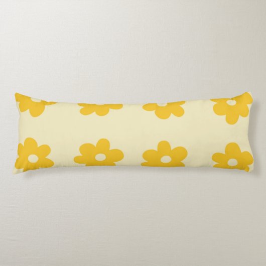 Coussins Longs Motif simple à fleurs rétro jaune tropicale (Devant)