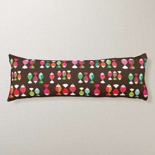 Coussins Longs Motif sous-marin 2 de rétros poissons abstraits (Devant)