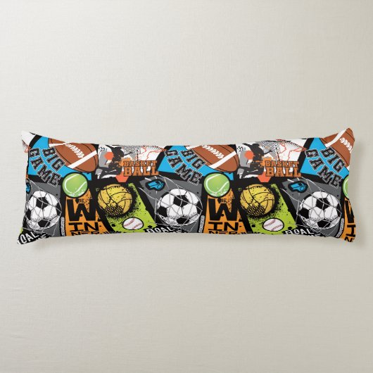 Coussins Longs Motif Sportif Avec Ballons (Devant)