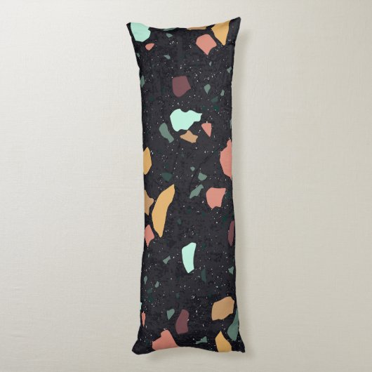 Coussins Longs Motif Terrazzo Noir (Dos (Vertical))