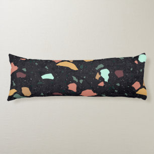 Coussins Longs Motif Terrazzo Noir