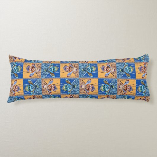 Coussins Longs Motif textile de style patchwork de guêpe (Devant)