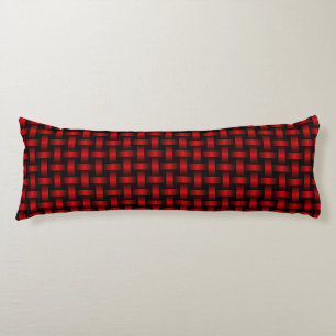 Coussins Longs Motif Tissé Rouge Noir