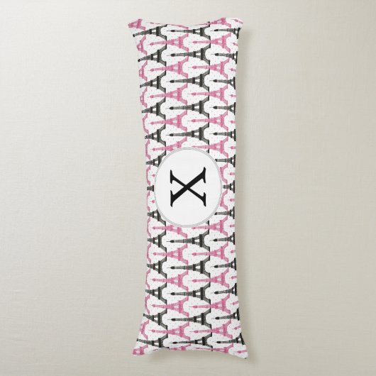 Coussins Longs Motif Tour Eiffel rose chic (Devant (Vertical))