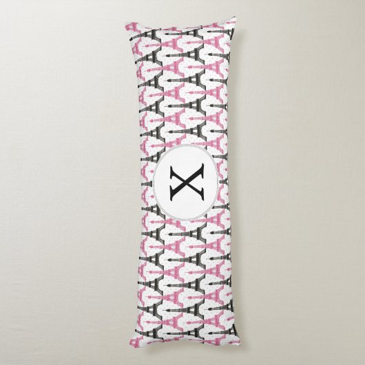 Coussins Longs Motif Tour Eiffel rose chic (Dos (Vertical))