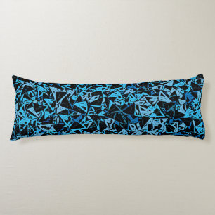 Coussins Longs Motif Triangle Noir Bleu