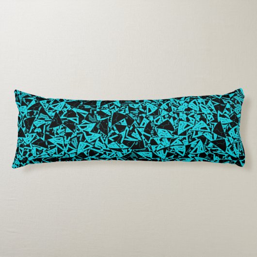 Coussins Longs Motif Triangle Noir Sarcelle (Devant)