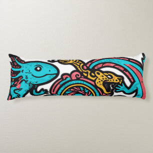 Coussins Longs Motif tribal aztèque axolotl Xolotl mythologie boh