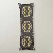 Coussins Longs Motif tribal chic jaune brun ikat (Dos (Vertical))