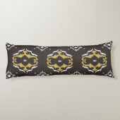 Coussins Longs Motif tribal chic jaune brun ikat (Dos)