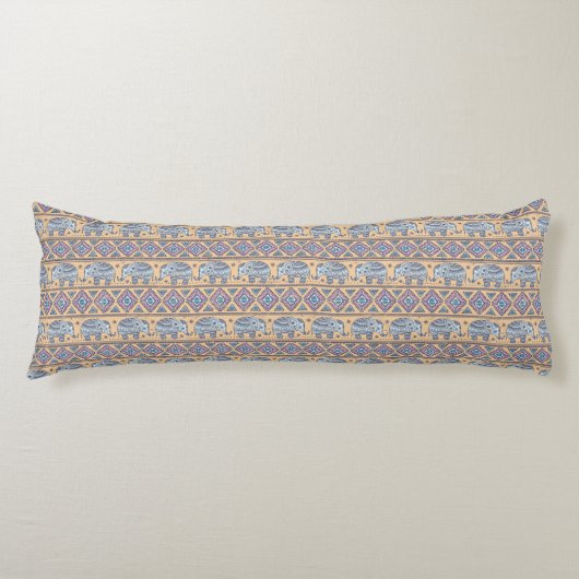 Coussins Longs Motif tribal d'éléphant ethnique bleu (Devant)