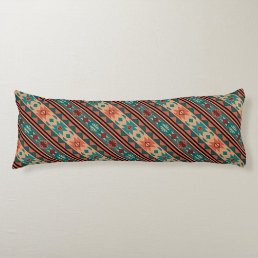 Coussins Longs Motif Tribal Sud-Ouest Turquoise Terracotta (Devant)