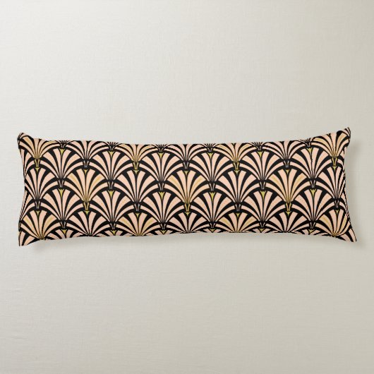 Coussins Longs Motif ventilateur Art déco - pêche en noir (Dos)