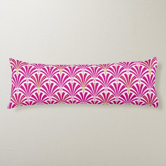 Coussins Longs Motif ventilateur Art déco - rose fushia (Devant)