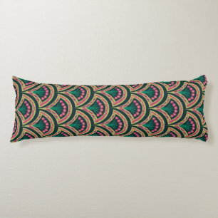 Coussins Longs motif vert en forme de coquille