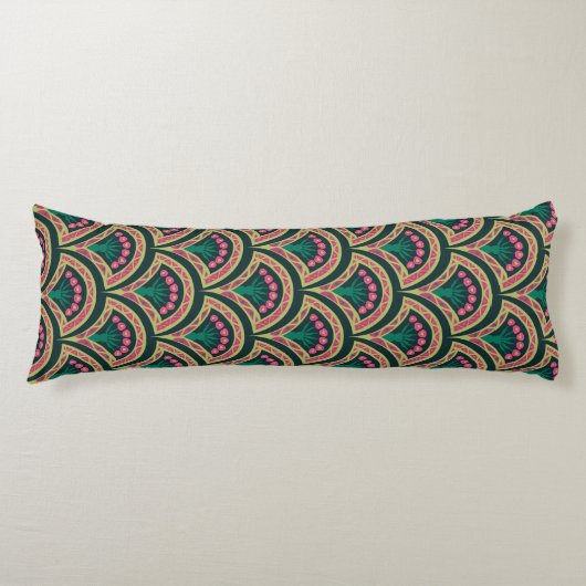 Coussins Longs motif vert en forme de coquille (Devant)