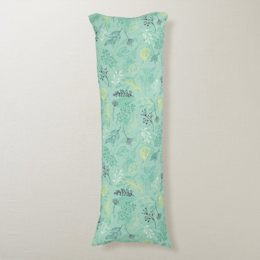 Coussins Longs Motif vert feuillage élégant (Devant (Vertical))