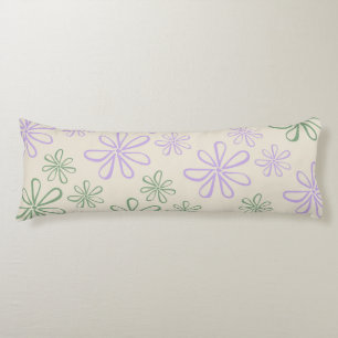 Coussins Longs Motif vert Vintage rétro violet petite fleur