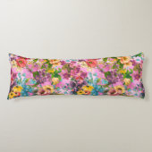 Coussins Longs motif vintage rose fleuri violet (Devant)