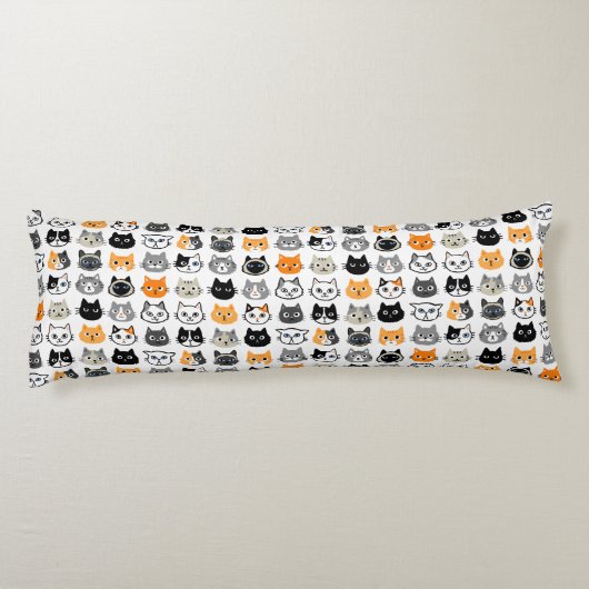 Coussins Longs Motif Visages de chat | Cool Kitty Cat Lover (Dos)