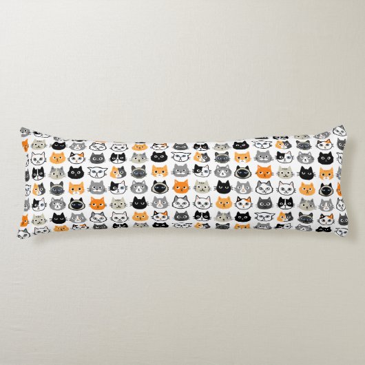 Coussins Longs Motif Visages de chat | Cool Kitty Cat Lover (Devant)