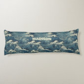 Coussins Longs Motif Waves de nom personnalisé (Dos)