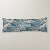 Coussins Longs Motif Waves de nom personnalisé (Dos)