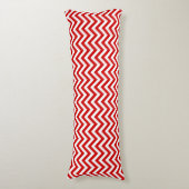 Coussins Longs Motif ZigZag à Chevron Large Rouge et Blanc (Devant (Vertical))