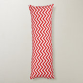 Coussins Longs Motif ZigZag à Chevron Large Rouge et Blanc (Dos (Vertical))