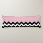 Coussins Longs Motif Zigzag noir et blanc, Chevron, rose (Dos)