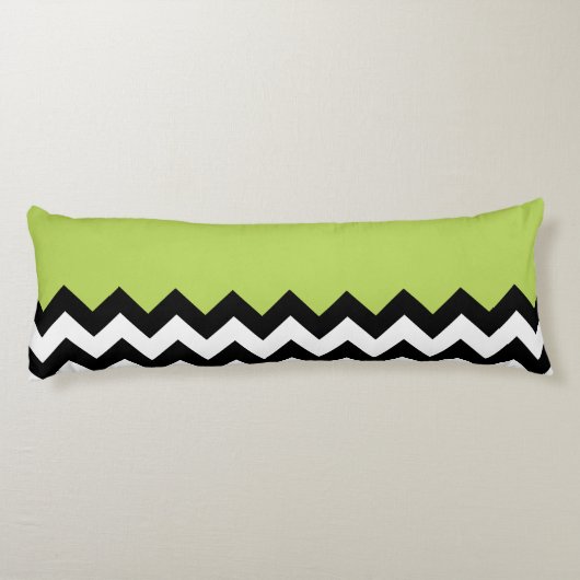 Coussins Longs Motif Zigzag noir et blanc, Chevron, Vert (Dos)