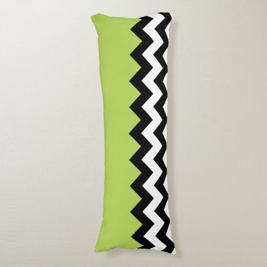 Coussins Longs Motif Zigzag noir et blanc, Chevron, Vert (Devant (Vertical))