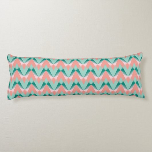 Coussins Longs Motif ZigZag Vert et Yukka Rose Pêche (Dos)