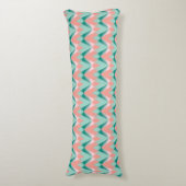 Coussins Longs Motif ZigZag Vert et Yukka Rose Pêche (Devant (Vertical))