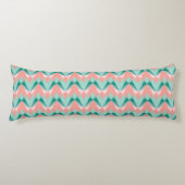 Coussins Longs Motif ZigZag Vert et Yukka Rose Pêche (Devant)