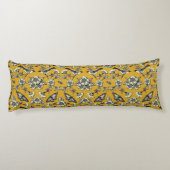 Coussins Longs Moutarde Jaune et Oiseaux de la Marine, Papillons (Dos)