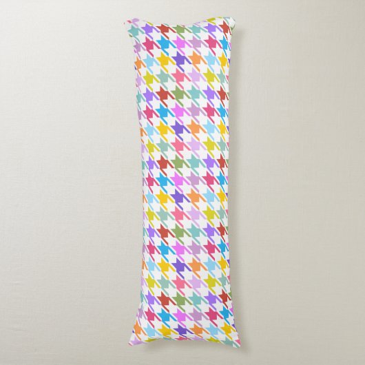 Coussins Longs Multicolor Houndstooth+Motif Rpt blanc (devant Vertical)