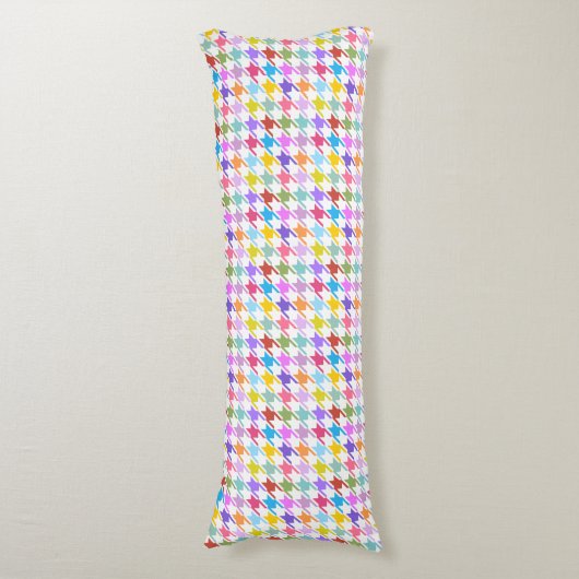 Coussins Longs Multicolor Houndstooth+Motif Sml blanc (devant Vertical)