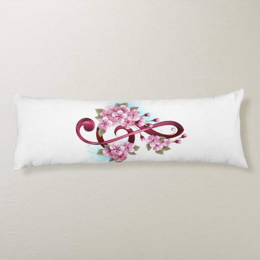 Coussins Longs Musical treble clef notes with sakura flowers (Dos)