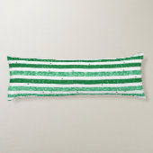 Coussins Longs Nature Vert Blanc Rayures Pailletées Horizontales (Dos)