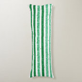 Coussins Longs Nature Vert Blanc Rayures Pailletées Horizontales (Devant (Vertical))