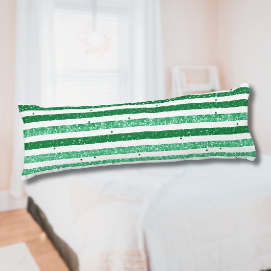 Coussins Longs Nature Vert Blanc Rayures Pailletées Horizontales