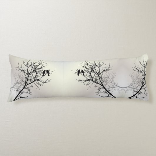 Coussins Longs nature zen paysage noir blanc silhouette de l'arbr (Devant)