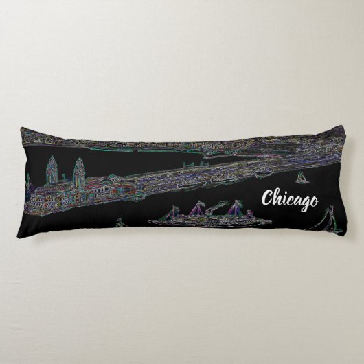 Coussins Longs Navy Pier Chicago 1920's NEON Art Windy City (Devant)