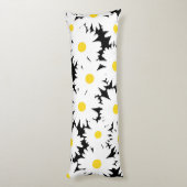 Coussins Longs Négative Space Daisies blanc jaune sur noir (Dos (Vertical))