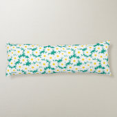 Coussins Longs Négative Space Daisies blanc jaune sur vert (Dos)