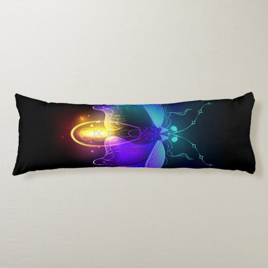 Coussins Longs Neon Firefly sur noir (Devant)