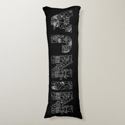 Coussins Longs Ninja Superbe Texte Blanc Sur Noir (Devant (Vertical))