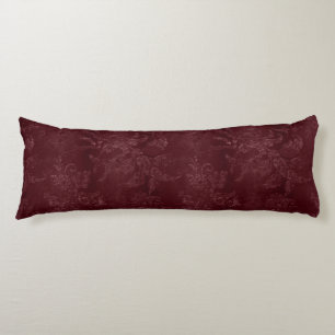 Coussins Longs Noël floral bordeaux rouge profond