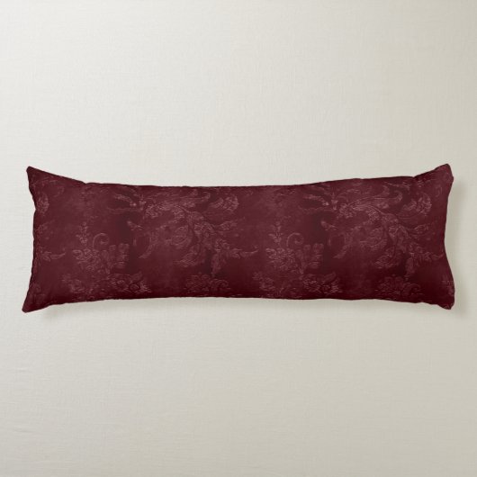 Coussins Longs Noël floral bordeaux rouge profond (Devant)